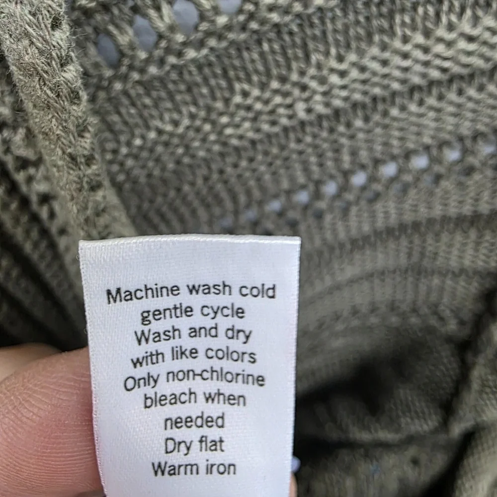 Athleta Womens XS Olive Green Open‎ Knit Cardigan Cotton Cashmere Wool Blend